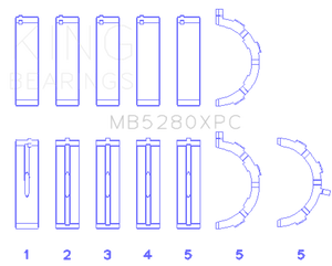 King Engine Bearings Ford 4.6L/5.4L V8 SOHC (Size STDX) Performance Coated Main Bearing Set