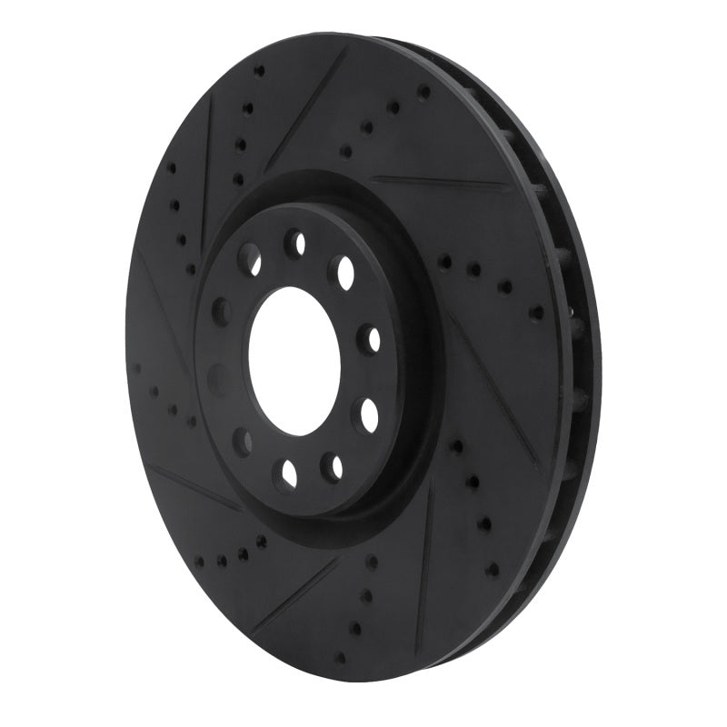 R1 2013-2023 Chrysler 200 Front Left Drilled & Slotted Black Brake Rotor