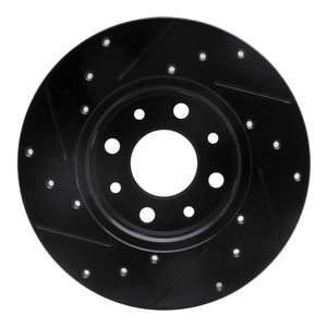 R1 13-19 Fiat 500E Rear Right Drilled & Slotted Black Brake Rotor