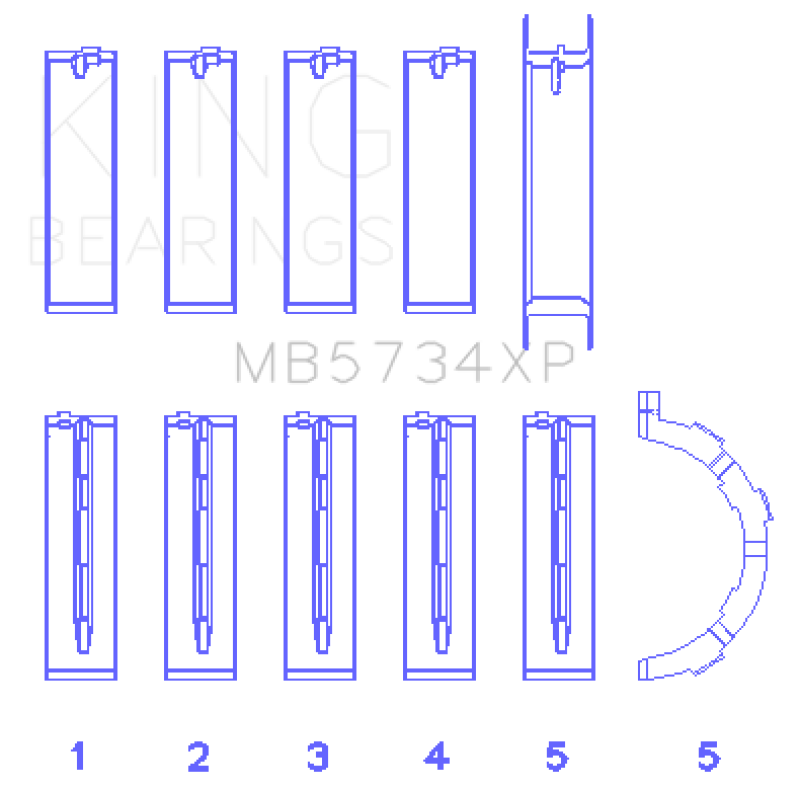 King Engine Bearings Ford Mustang 302 Coyote (Size STDX) Performance Main Bearing Set