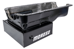 Moroso Ford 351W (w/Front Sump) Kicked Out Road Race Baffled 9qt 8in Steel Oil Pan