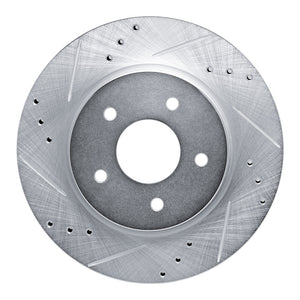 R1 17-25 Nissan Rogue Rear Left Drilled & Slotted Silver Brake Rotor