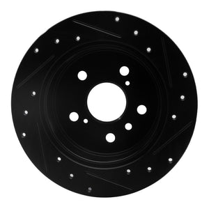 R1 2012-2018 Lexus ES300H Rear Left Drilled & Slotted Black Brake Rotor