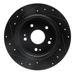 R1 2016-2025 Honda HR-V Rear Right Drilled & Slotted Black Brake Rotor