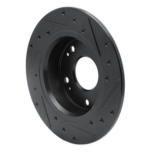 R1 03-08 Acura TSX Rear Left Drilled & Slotted Black Brake Rotor
