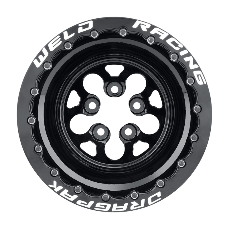 Weld Dodge Dragpak Alpha-1 15x10 / 5x4.5 / 3 BS / 3.18 HB - Gloss Black Milled - Black DBL MT Wheel