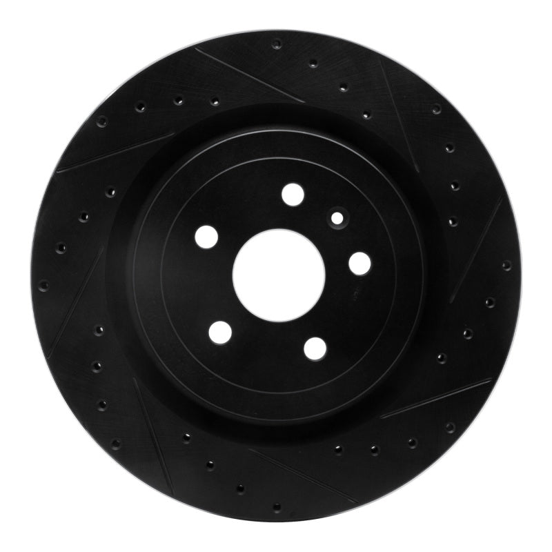 R1 09-24 Cadillac CTS Rear Right Drilled & Slotted Black Brake Rotor