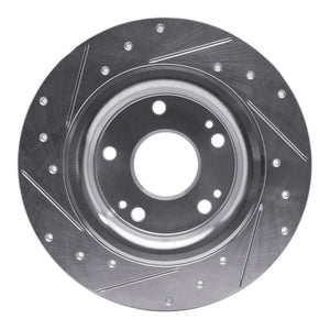 R1 17-20 Honda Civic Coupe Rear Right Drilled & Slotted Silver Brake Rotor