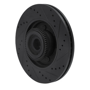 R1 04-08 Ford F-150 RWD Front Left Drilled & Slotted Black Brake Rotor