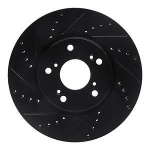 R1 13-22 Honda Accord Coupe Front Left Drilled & Slotted Black Brake Rotor