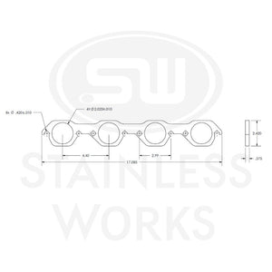 Stainless Works Small Block Ford AFR 225 Head Round Port Header 304SS Exhaust Flanges 2in Primaries