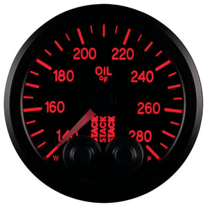 Autometer Stack Instruments 52mm 140-280 Deg F 1/8in NPTF Male Pro Control Oil Temp Gauge - Black