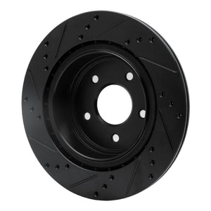 R1 05-25 Infiniti EX37 Rear Right Drilled & Slotted Black Brake Rotor