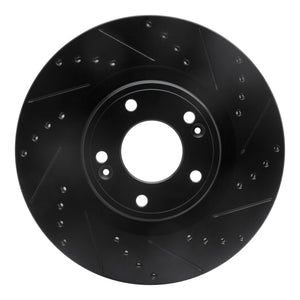 R1 10-16 Hyundai Genesis Coupe Front Right Drilled & Slotted Black Brake Rotor
