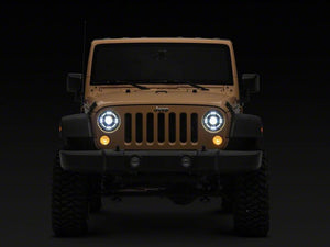Raxiom 07-18 Jeep Wrangler JK Axial Series Quatro LED Headlights- Black Housing- Clear Lens