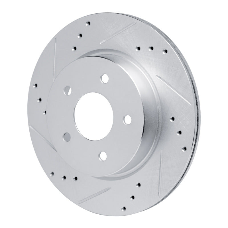 R1 17-25 Nissan Rogue Rear Left Drilled & Slotted Silver Brake Rotor