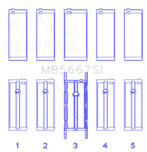 King Engine Bearings Mini W10B16A/W11B16A (Size 0.5) Silicon Bi-Metal Aluminum Main Bearing Set