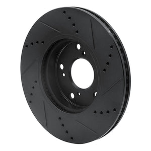 R1 2016-2025 Honda Accord Coupe Front Left Drilled & Slotted Black Brake Rotor