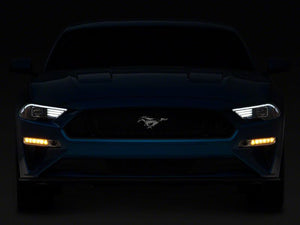 Raxiom 18-23 Ford Mustang GT EcoBoost LED Projector Headlights- Black Housing (Clear Lens)