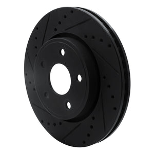 R1 05-10 Jeep Commander Front Left Drilled & Slotted Black Brake Rotor