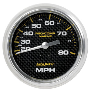 Autometer Gauge Speedometer 3-3/8in 80MPH Mechanical Marine Carbon Fiber
