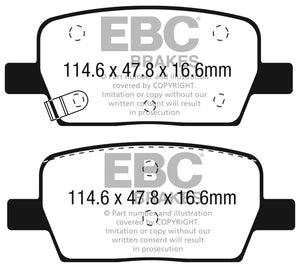 EBC 2016+ Cadillac CT6 2.0L Turbo Redstuff Rear Brake Pads