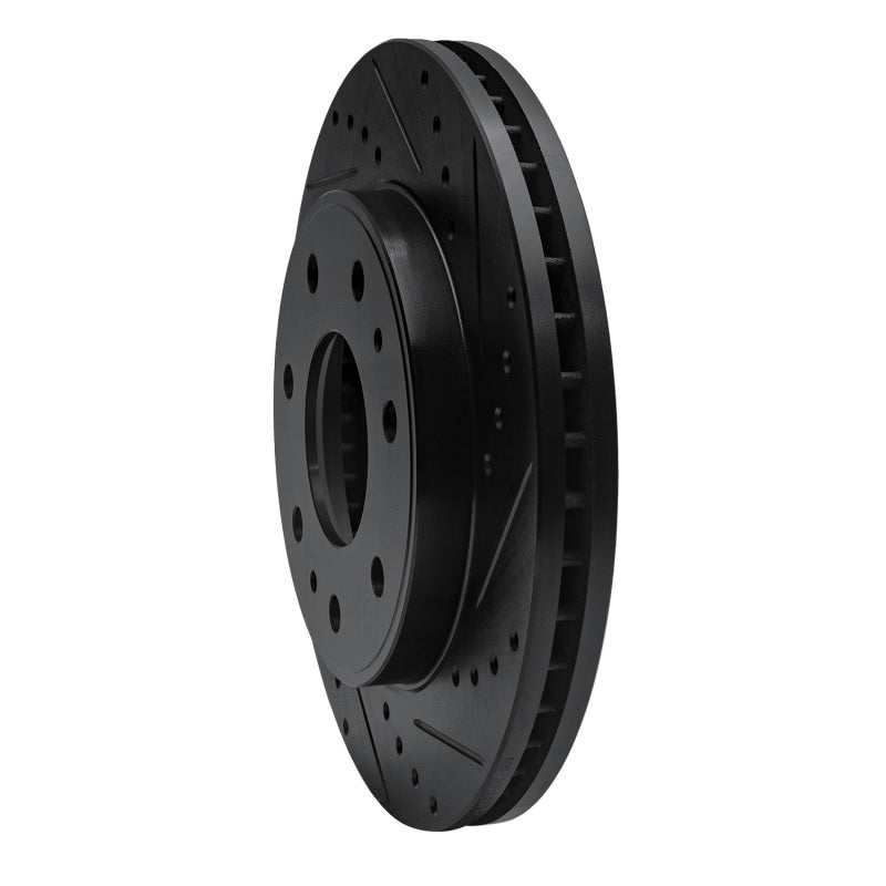 R1 09-09 Ford F-150 RWD Front Right Drilled & Slotted Black Brake Rotor