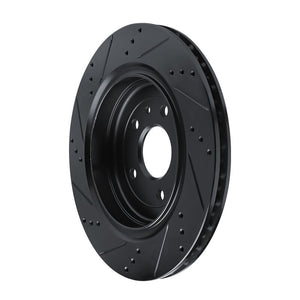 R1 14-19 Chevrolet Corvette Rear Right Drilled & Slotted Black Brake Rotor