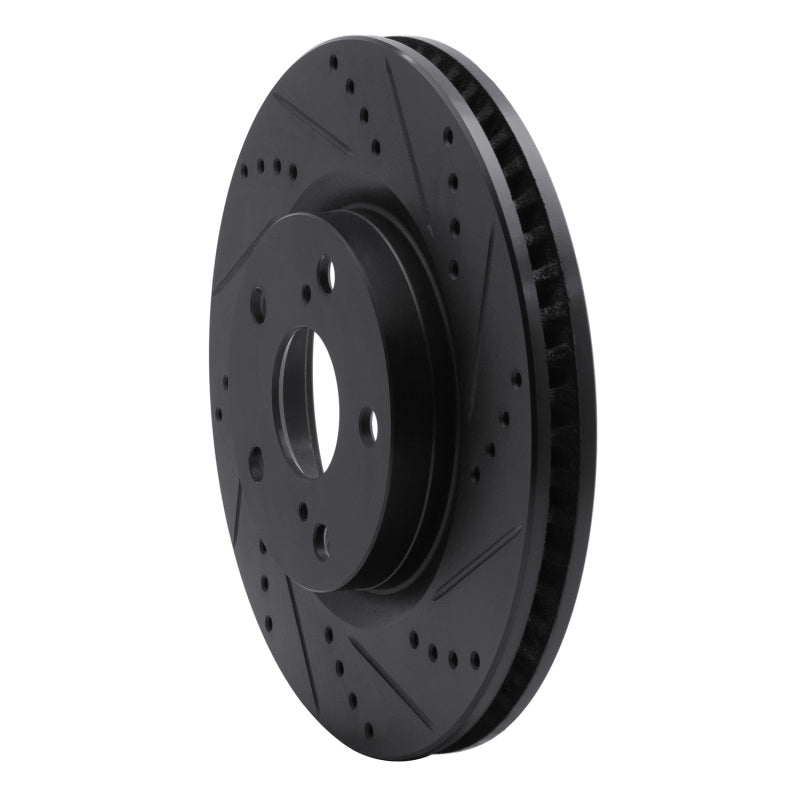 R1 05-15 Volkswagen BORA (Mexico) Front Right Drilled & Slotted Black Brake Rotor