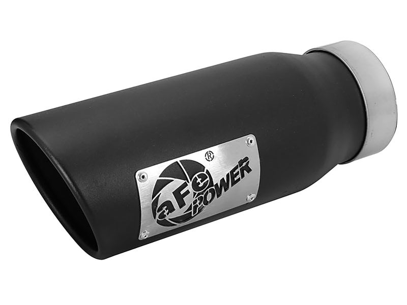 aFe MACH Force-Xp Universal Exhaust Tip 3-1/2ININ x 4-1/2IN Outlet x 12IN Black Left Side Exit