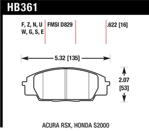 Hawk 02-06 Acura RSX Type S / 06-11 Honda Civic Si / 00-09 S2000 DTC-60 Front Brake Pads