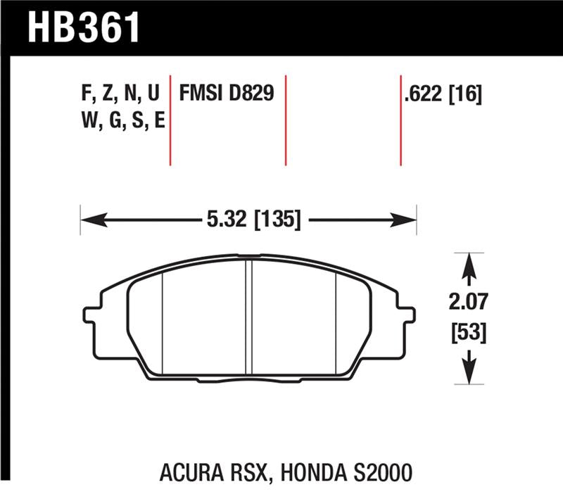 Hawk 02-06 Acura RSX Type S / 06-11 Honda Civic Si / 00-09 S2000 DTC-60 Front Brake Pads
