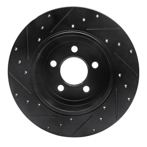 R1 05-23 Chrysler 300 Rear Right Drilled & Slotted Black Brake Rotor