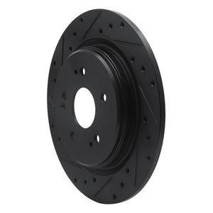 R1 15-25 Acura TLX Rear Left Drilled & Slotted Black Brake Rotor