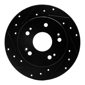 R1 97-15 Acura ILX Rear Left Drilled & Slotted Black Brake Rotor