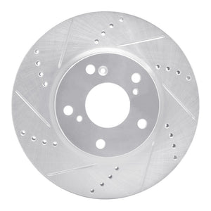 R1 16-25 Honda Civic Coupe Front Left Drilled & Slotted Silver Brake Rotor
