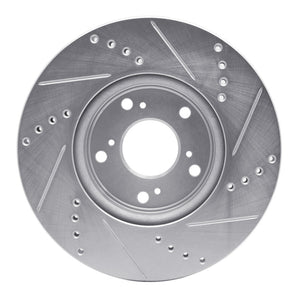 R1 13-22 Honda Accord Sedan Front Left Drilled & Slotted Silver Brake Rotor