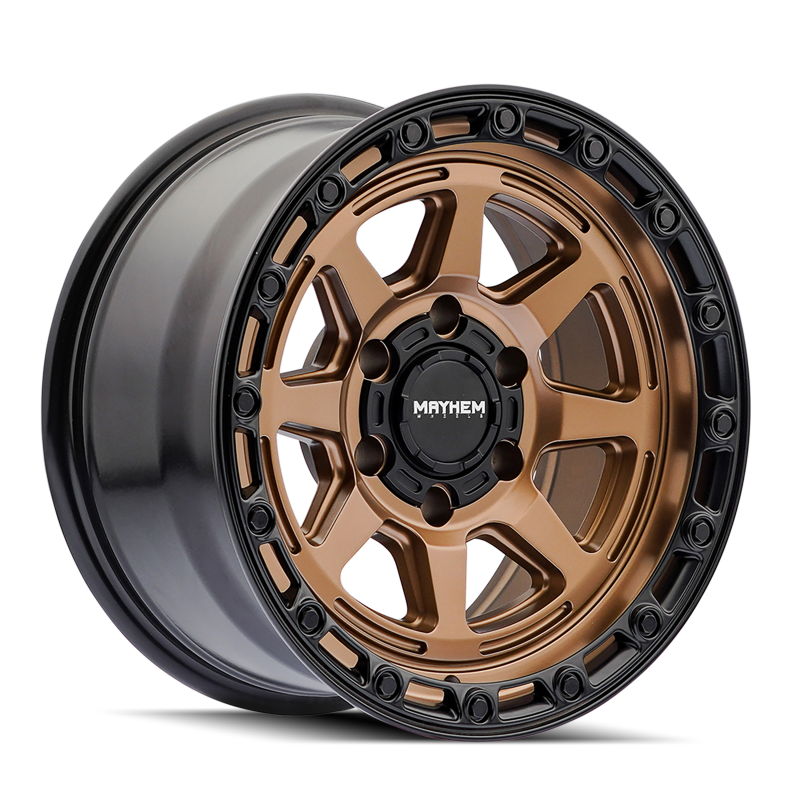 Mayhem 8306 Ridgeline 17x8.5 / 6x139.7 BP / -6mm Offset / 106.1mm Hub Satin Bronze/Black Lip Wheel