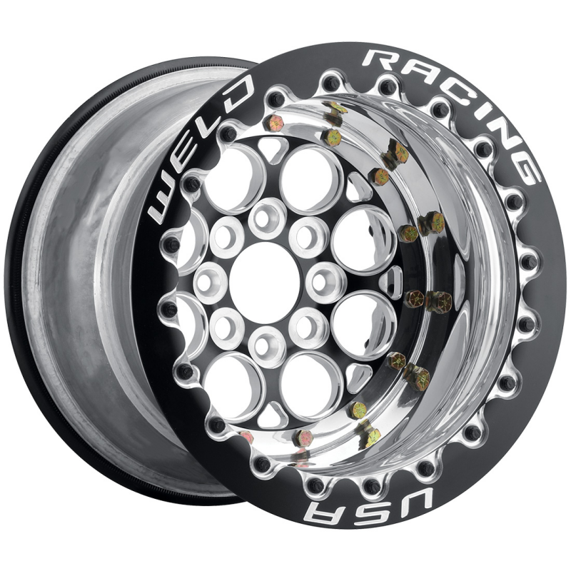 Weld Magnum Import 15x9/4x100/6 BS/2.25 HB - Black Center - Polished Shell - Black SBL MT Wheel