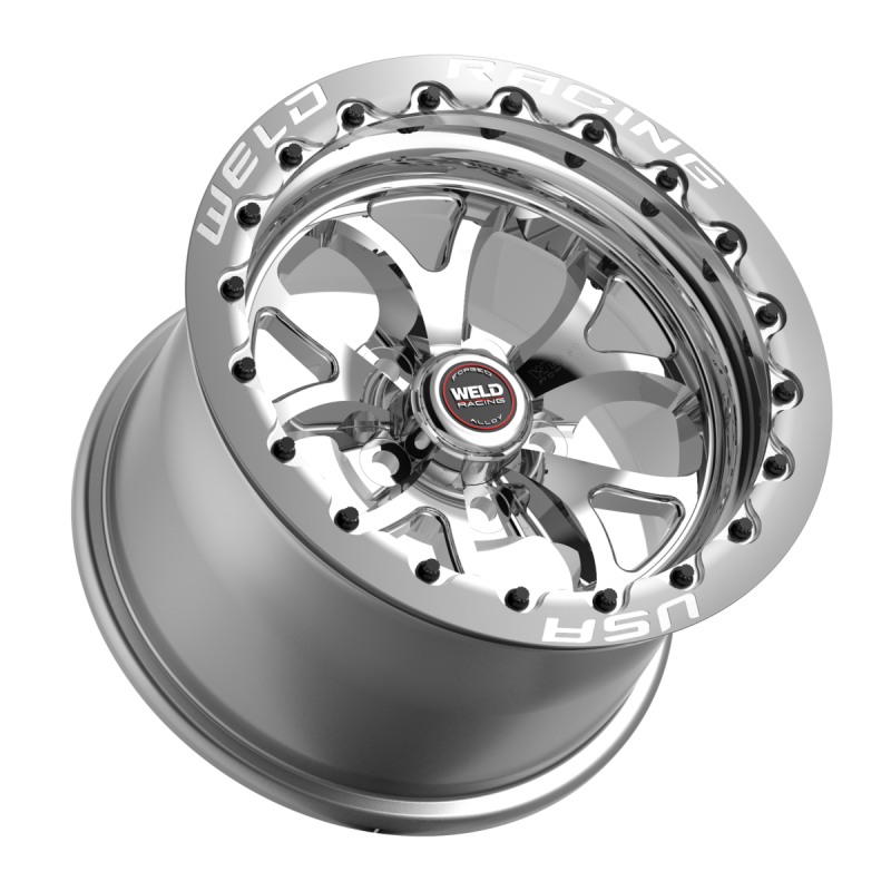 Weld S76 Beadlock 15x10/5x120.65/7.5 BS/3.18 HB-Polished Center-Polished Shell-Black SBL MT Wheel