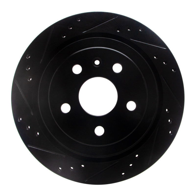 R1 08-19 Cadillac CTS Rear Left Drilled & Slotted Black Brake Rotor