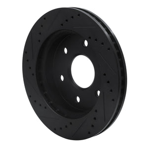 R1 04-05 Infiniti QX56 Front Right Drilled & Slotted Black Brake Rotor
