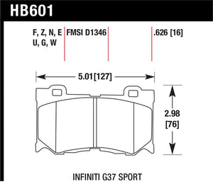 Hawk 10-11 Infiniti FX50 / 09-10 G37 / 09-10 Nissan 370Z DTC-60 Race Front Brake Pads