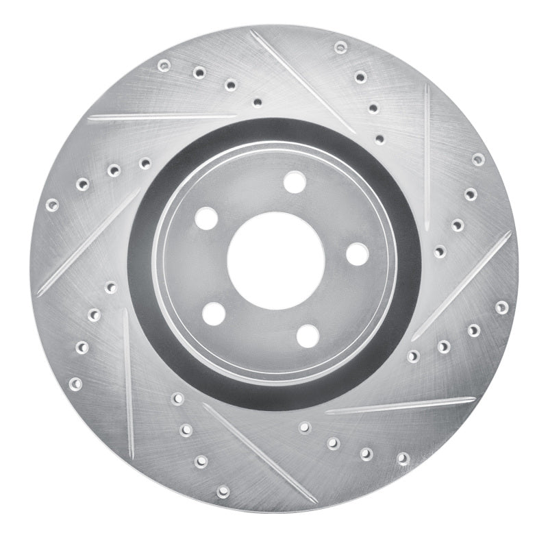R1 14-19 Ford Focus Front Right Drilled & Slotted Silver Brake Rotor