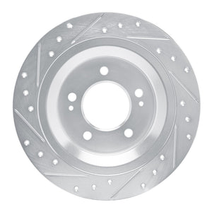 R1 2021-2025 Hyundai Tucson Rear Right Drilled & Slotted Silver Brake Rotor