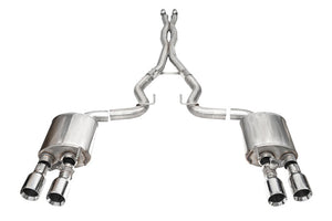 Corsa 24+ Ford Mustang Dark Horse 5.0L 3in Dual Rear Exit Cat-Back w/Twin 4.5in Polish Straight Tip