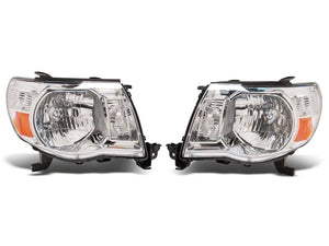 Raxiom 05-11 Toyota Tacoma Axial Series OE Replacement Headlights- Chrome Housing- Clear Lens