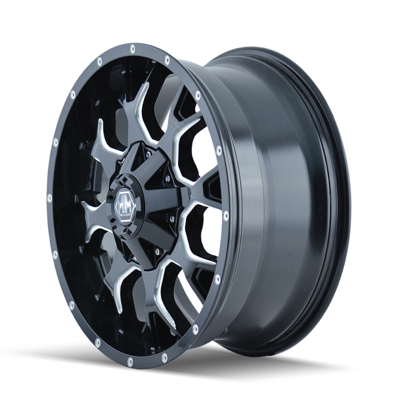 Mayhem 8015 Warrior 17x9 / 8x165.1 BP / -12mm Offset / 130.8mm Hub Gloss Black Milled Wheel