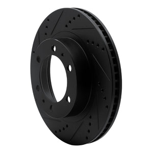 R1 03-23 Toyota Tacoma Front Left Drilled & Slotted Black Brake Rotor
