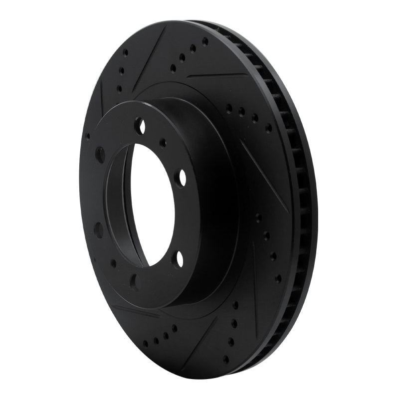 R1 03-23 Toyota Tacoma Front Left Drilled & Slotted Black Brake Rotor